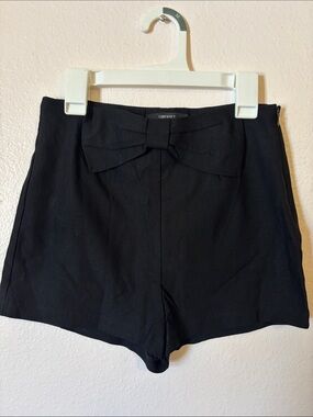 Forever 21 Black High-Waisted Mini Shorts with Front Bow Accent Size S